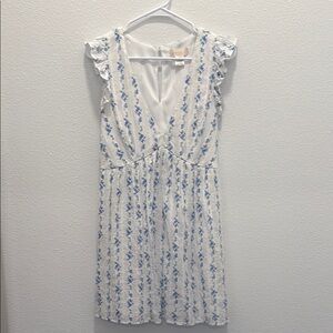 Altar'd State | White & Blue Floral Mini Dress, L